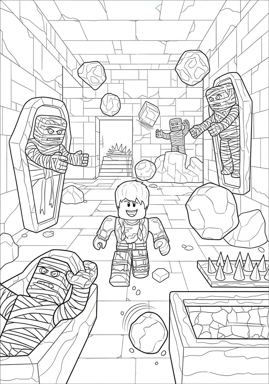 Roblox Halloween kleurplaat 18 roblox mummies in de piramide kleurplaat