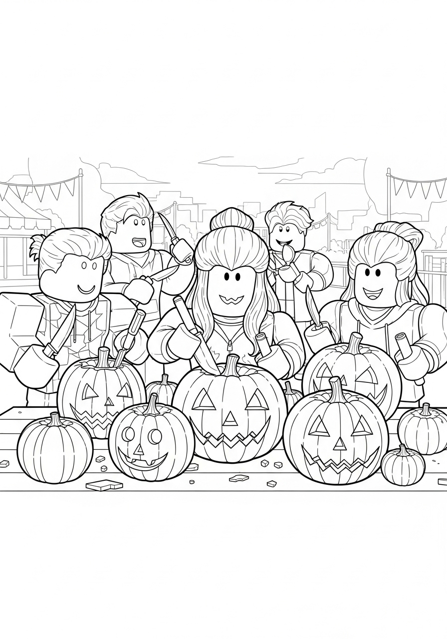 Roblox Halloween kleurplaat 17 roblox pompoen snijden feest kleurplaat