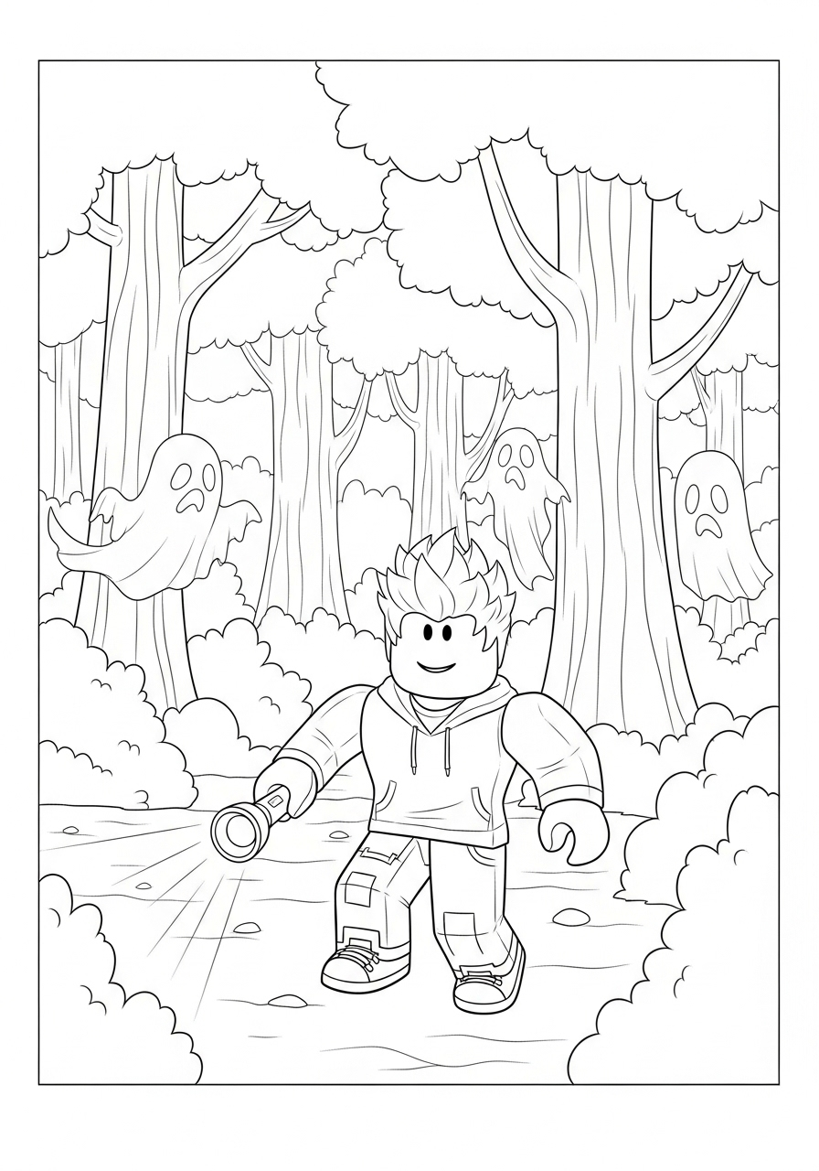 Roblox Halloween kleurplaat 16 roblox spoken in het bos halloween kleurplaat