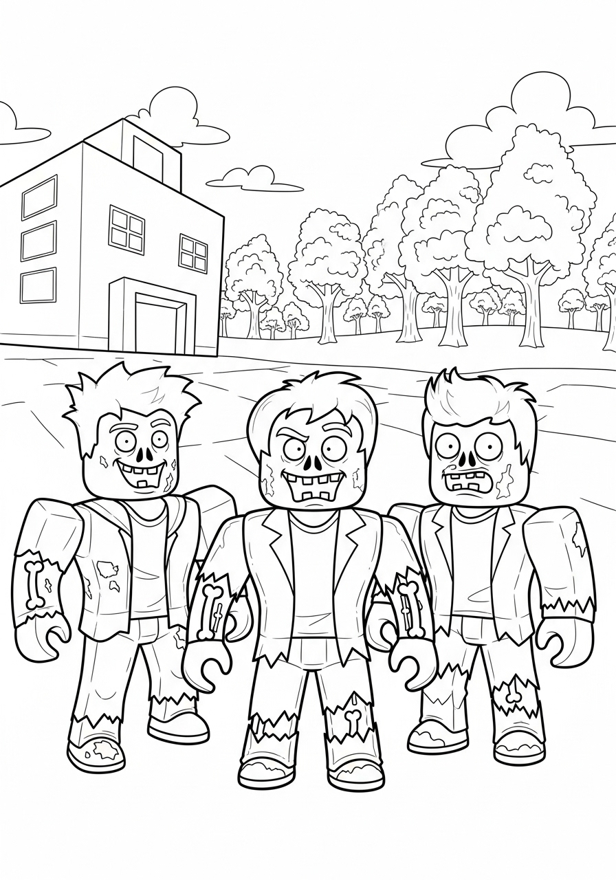 Roblox Halloween kleurplaat 14 roblox zombie drie vrienden halloween kleurplaat