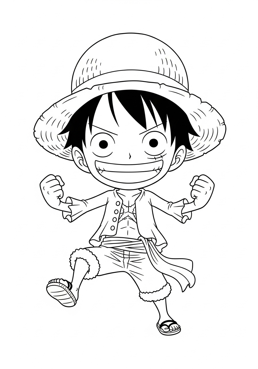 Kleurplaat Luffy 8 schattige chibi luffy kleurplaat