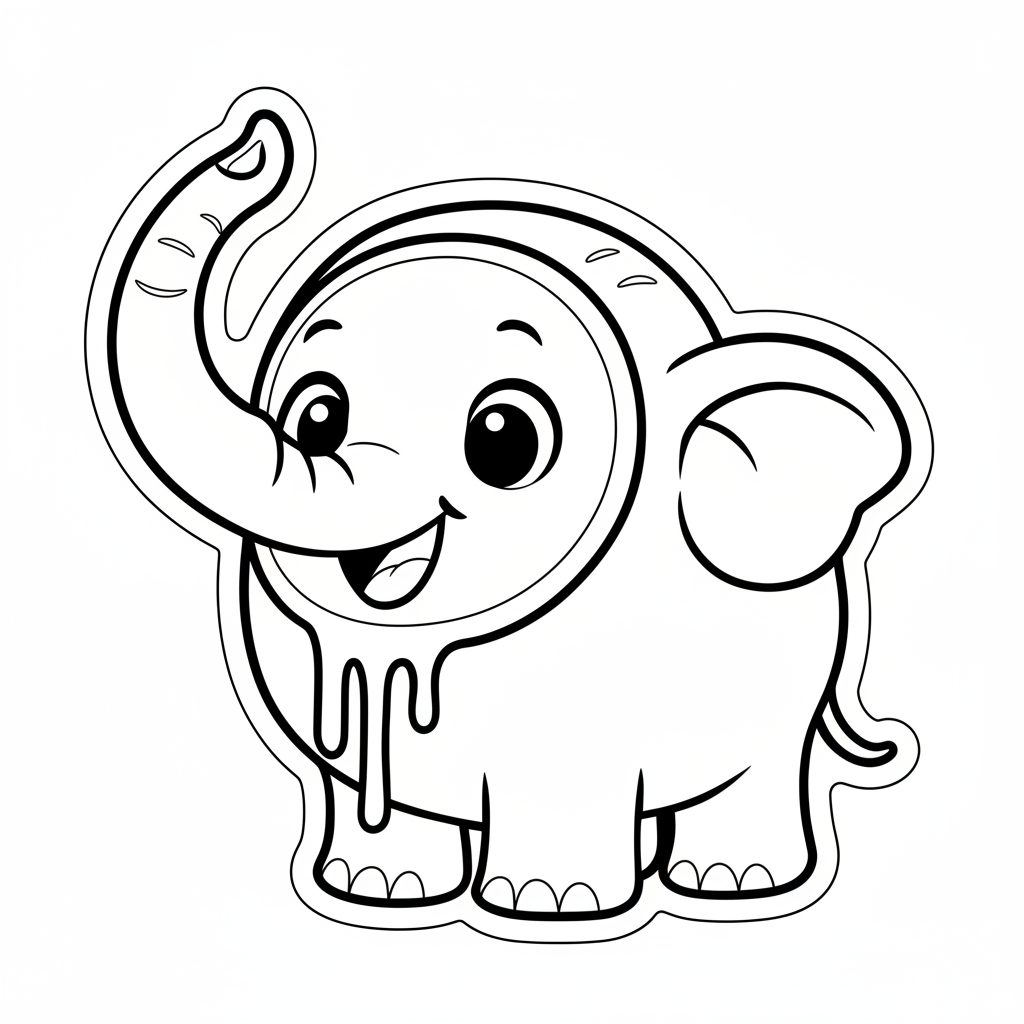 schattige cocofanto elefanto baby kleurplaat