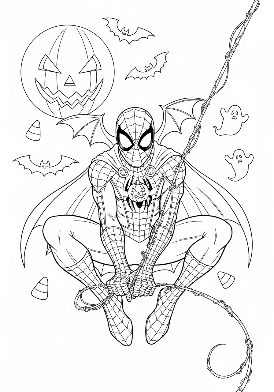 Spidey kleurplaat 10 spidey op halloween kleurplaat
