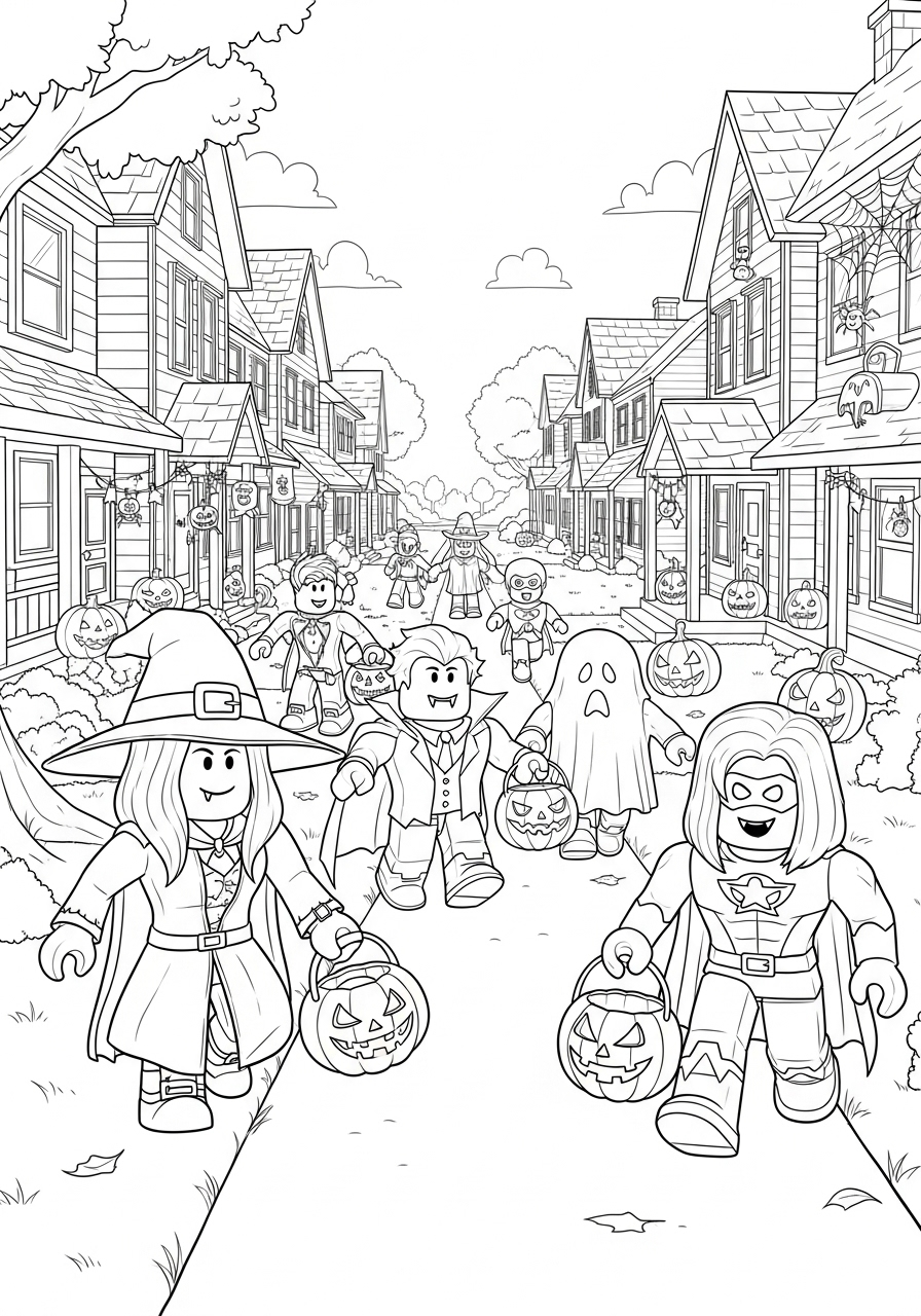 Roblox Halloween kleurplaat 11 trick or treat roblox halloween straat kleurplaat