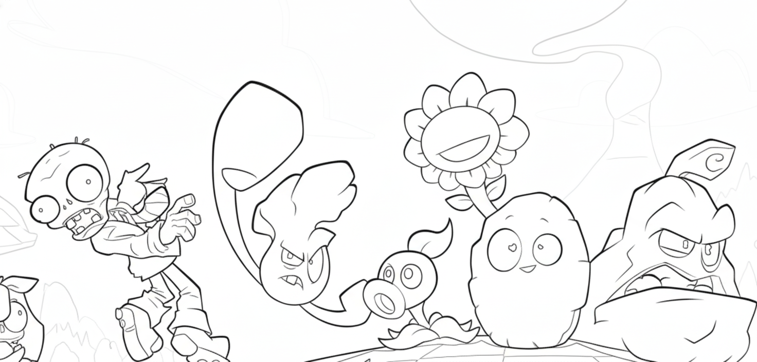 Plants vs. Zombies kleurplaat 15 tuin gevecht plants vs zombies kleurplaat