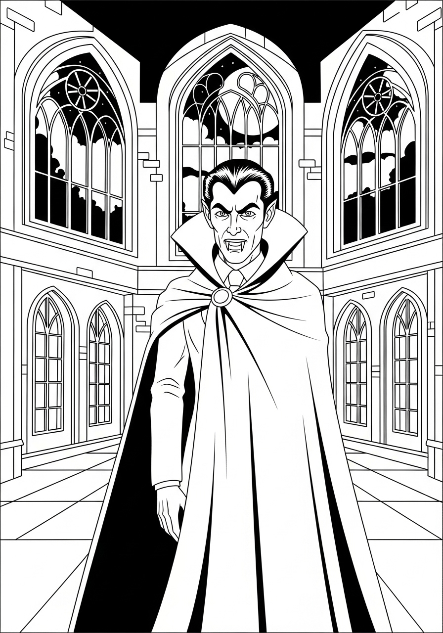 Kleurplaat Vampire 17 vampier in mysterieus kasteel kleurplaat