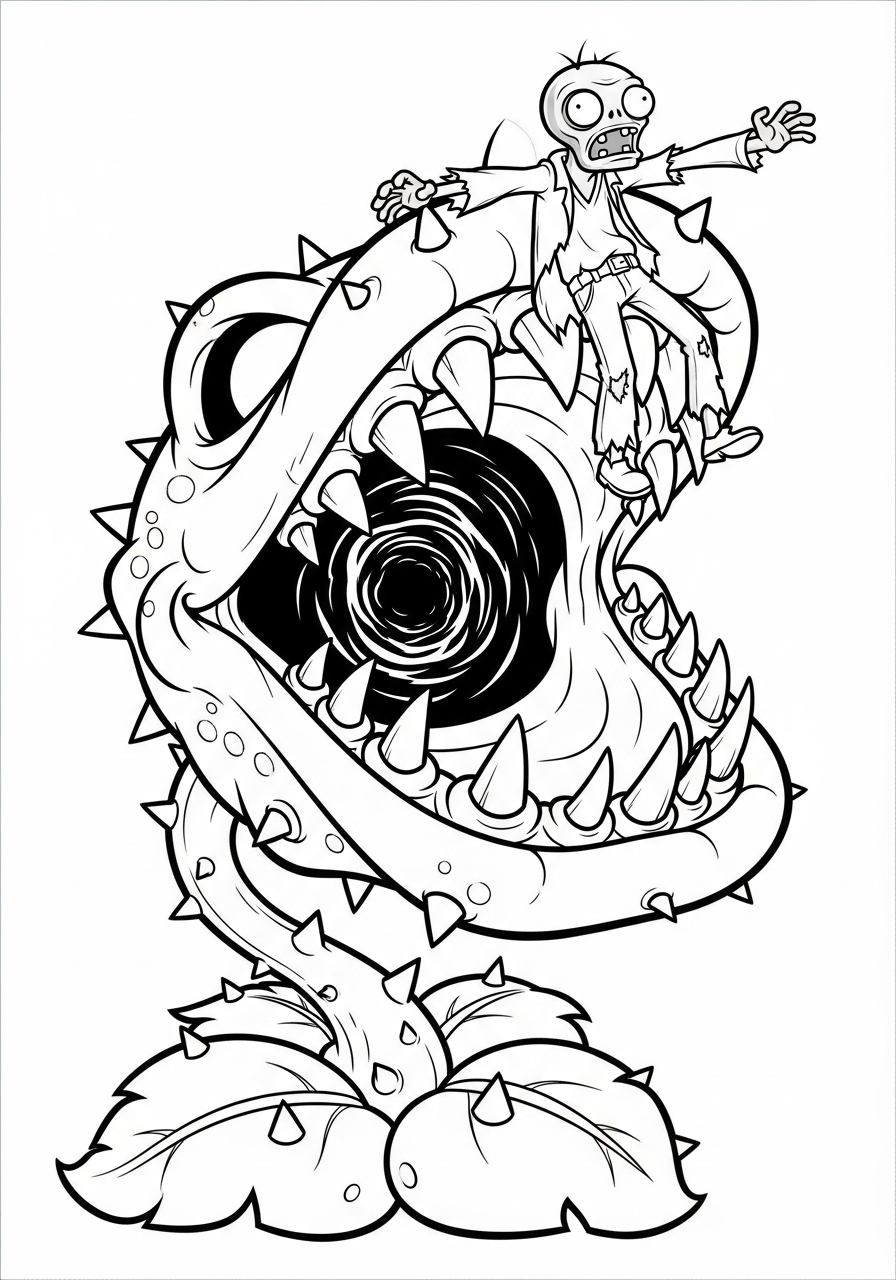 vleesetende plant aanval kleurplaat