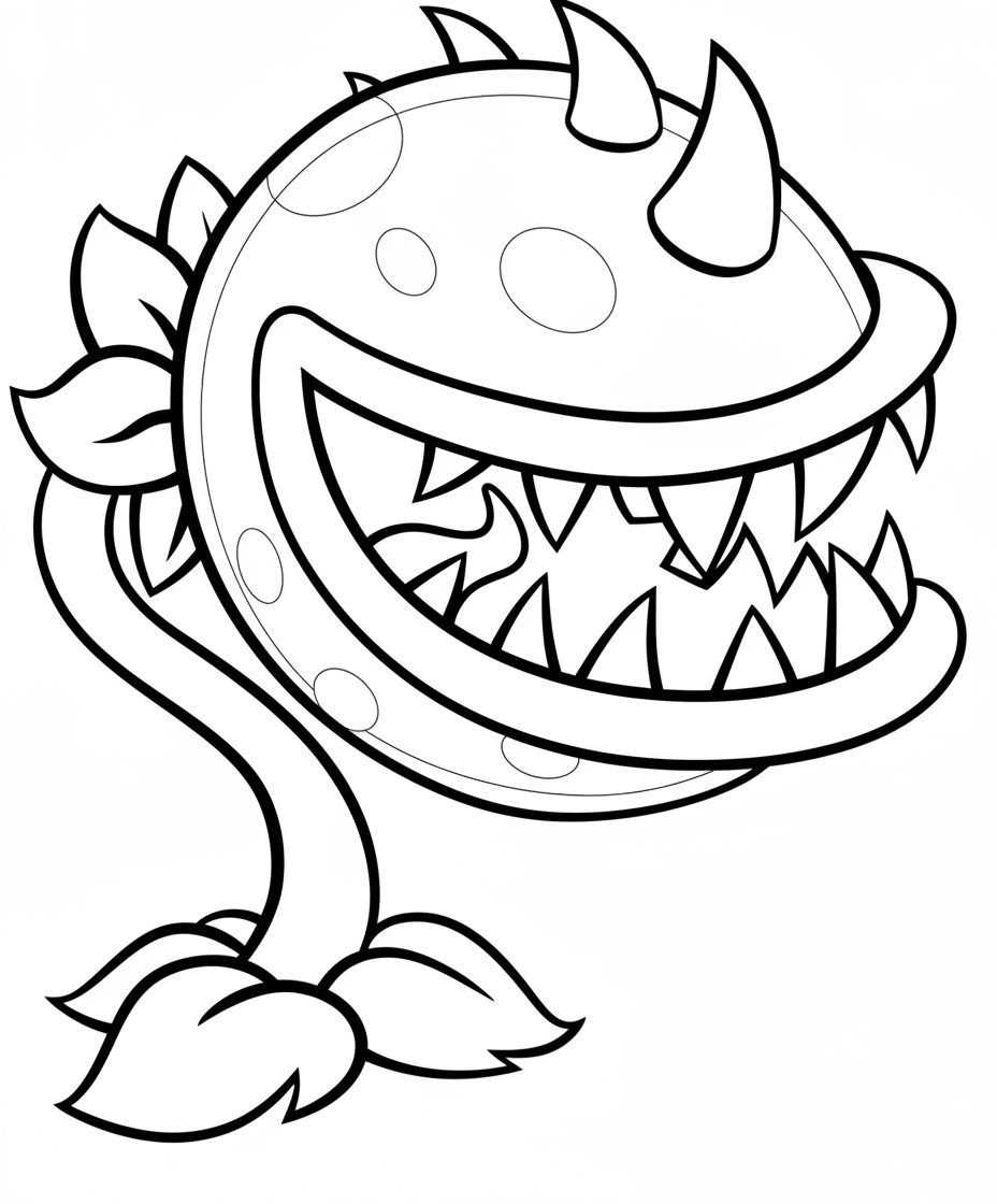 Plants vs. Zombies kleurplaat 17 vleesetende plant plants vs zombies kleurplaat