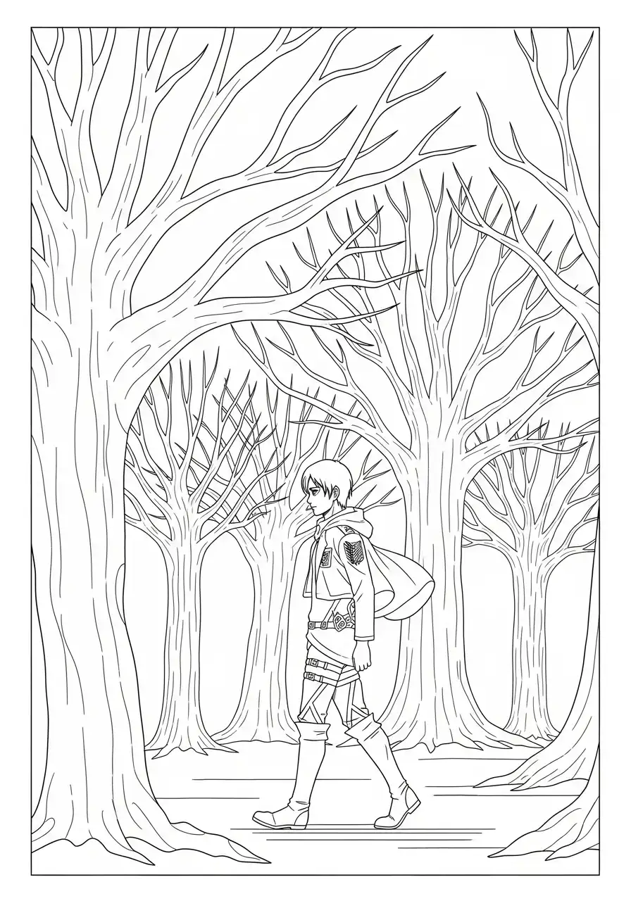 wandelen in het bomenbos kleurplaat