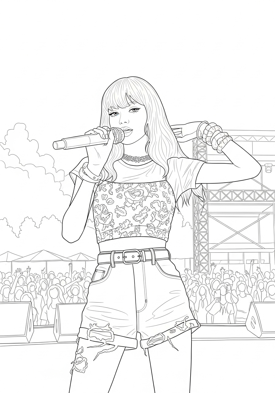 Lisa Blackpink Kleurplaat 8 zingende lisa blackpink op concert kleurplaat