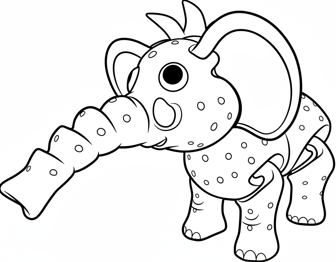 Strawberry Elephant Kleurplaat 22 3d strawberry elephant met grote ogen kleurplaat