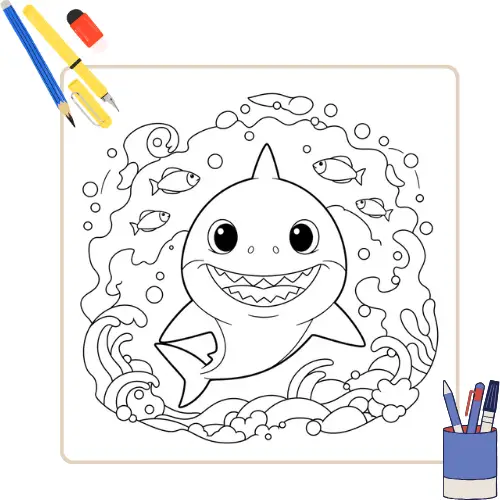 Haai Kleurplaat thumbnail