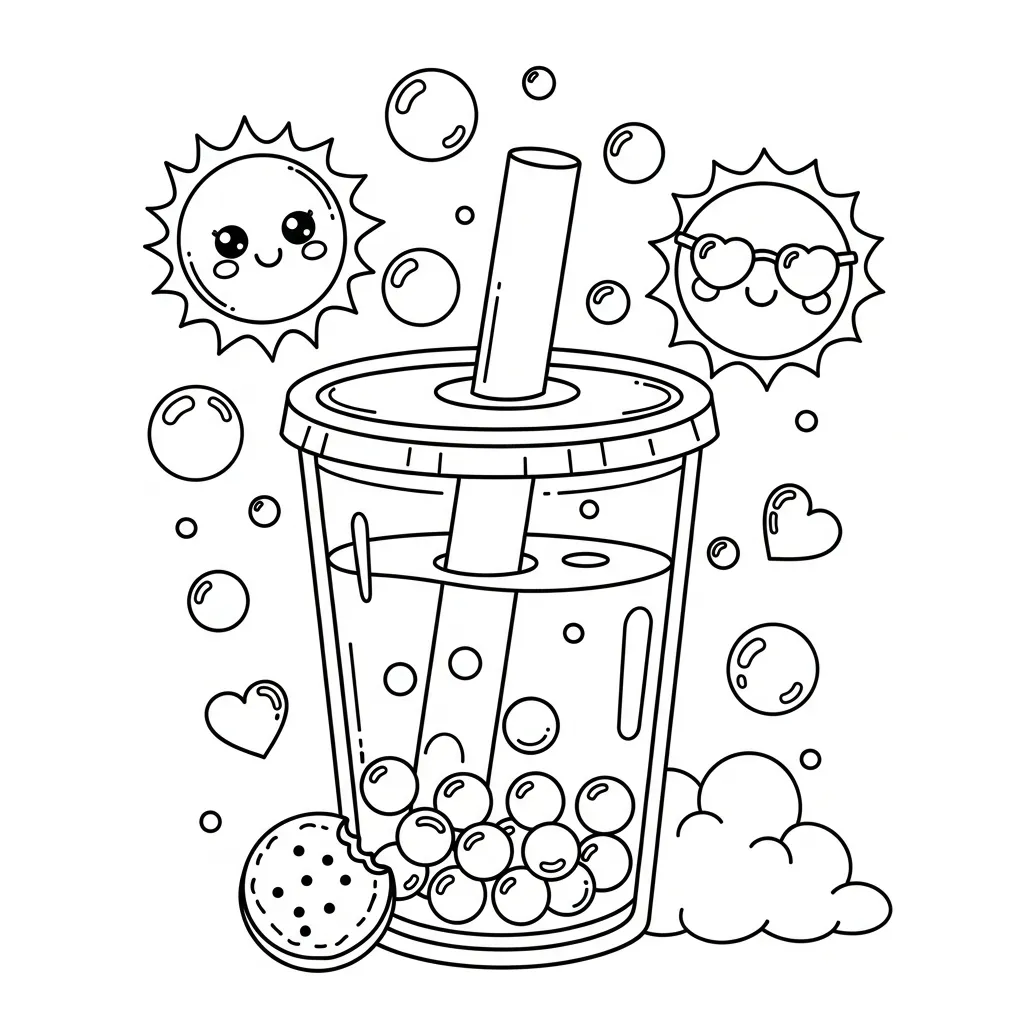 Kleurplaat Bubble Tea