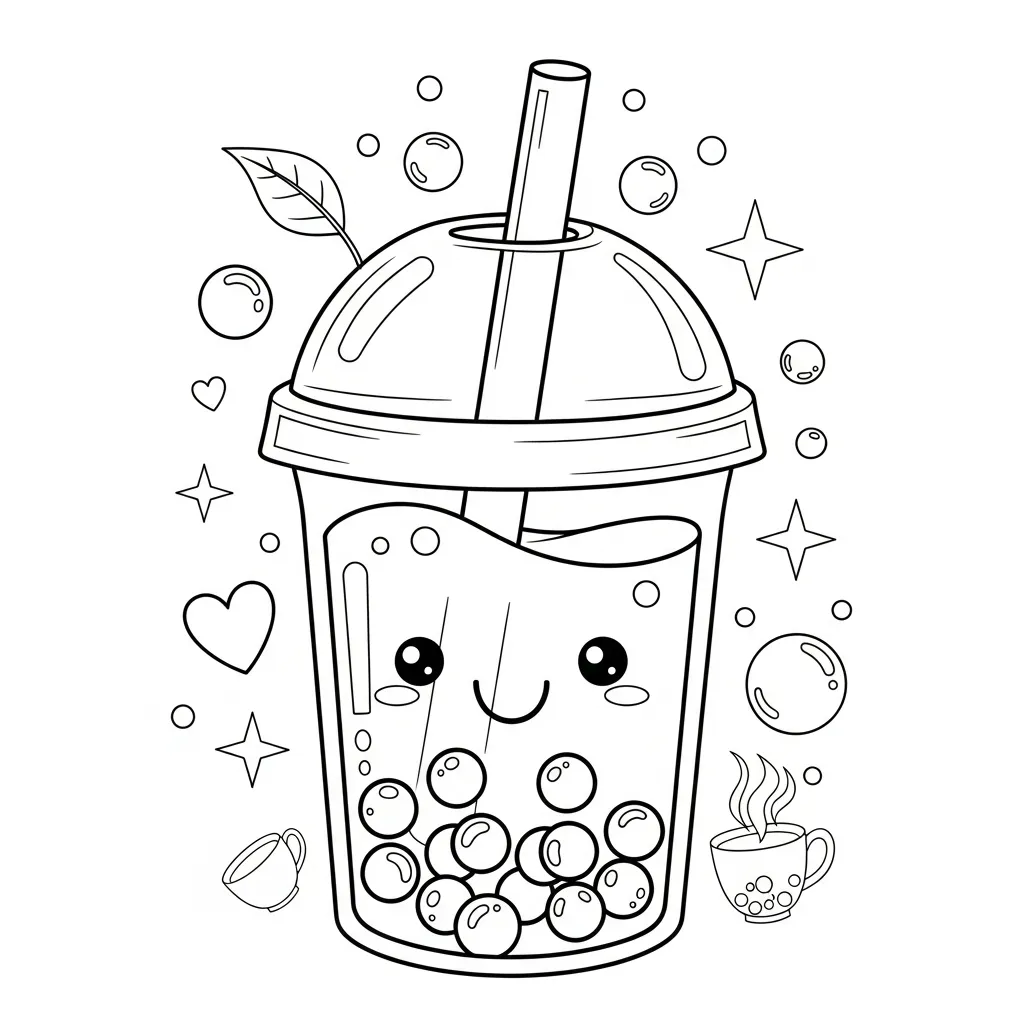 Kleurplaat Bubble Tea 1