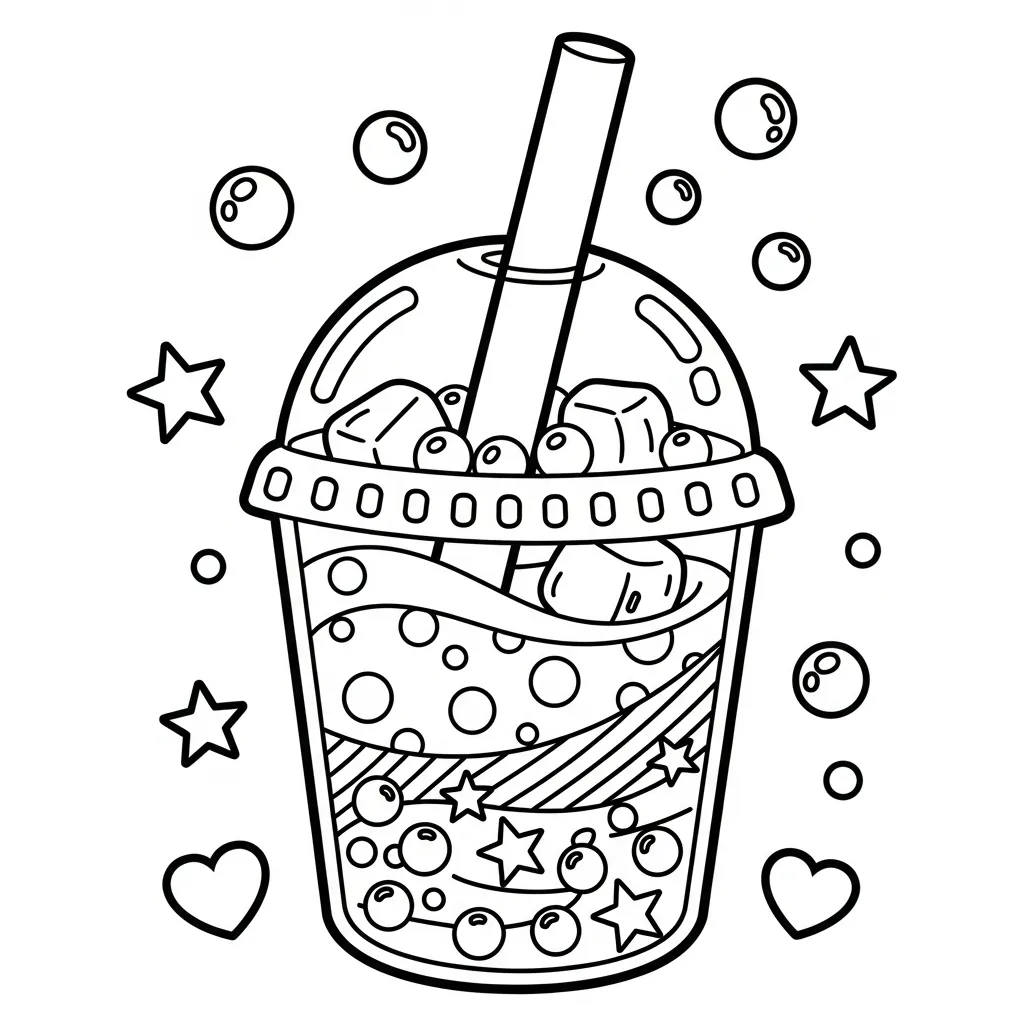 Kleurplaat Bubble Tea 2