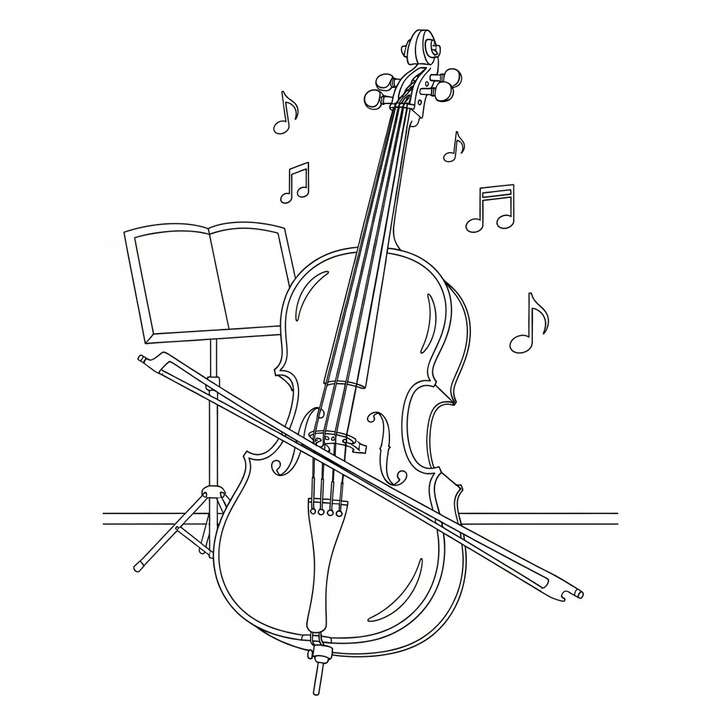 Kleurplaat Cello 11 Kleurplaat Cello 3