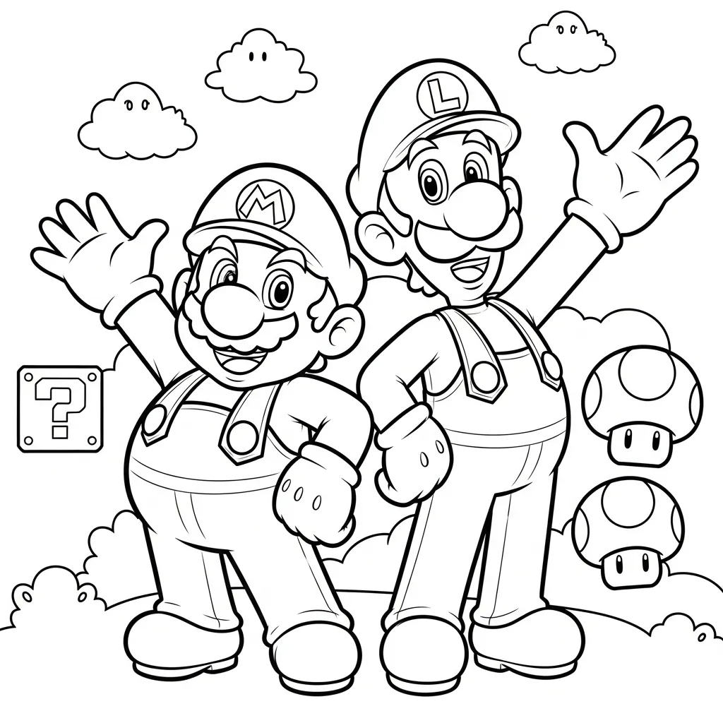 Mario and Luigi 1 coloring page