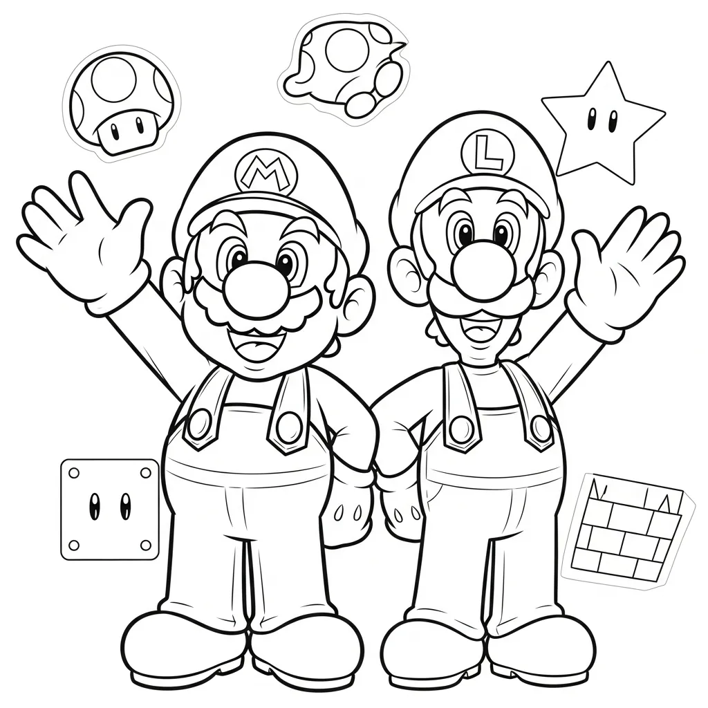 Mario and Luigi 2 coloring page