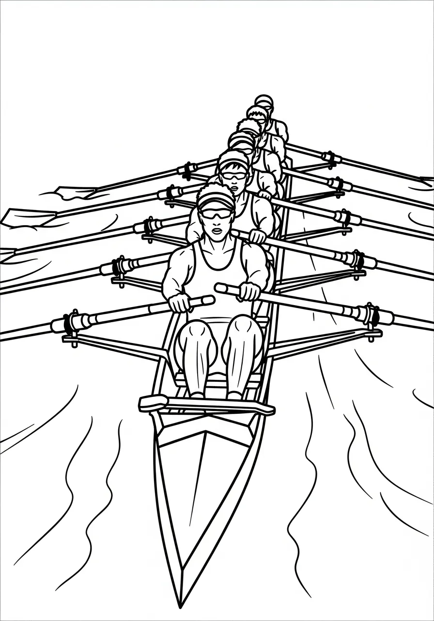 Kleurplaat Olympische Spelen 8 acht roeiers in boot kleurplaat