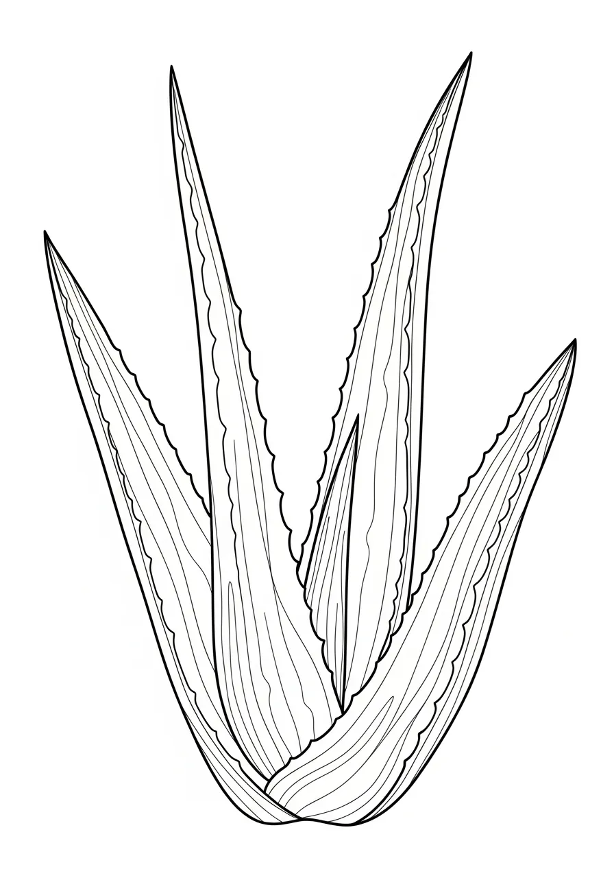 Kleurplaat Bladeren 27 aloë vera blad natuur kleurplaat