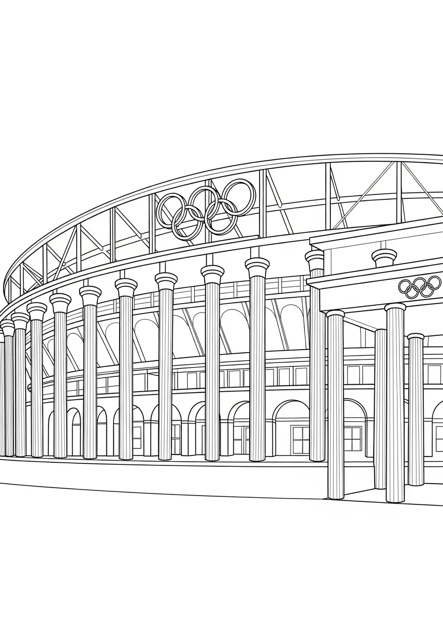 Kleurplaat Olympische Spelen 9 architectuur olympisch stadion kleurplaat
