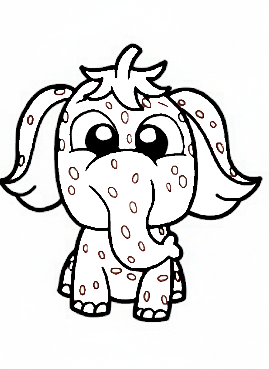 Strawberry Elephant Kleurplaat 19 baby strawberry elephant met lachend gezicht kleurplaat