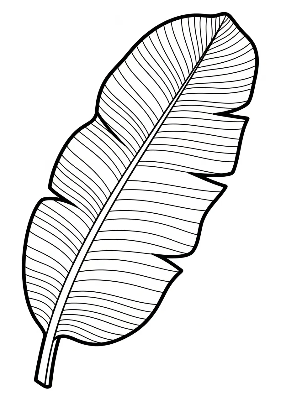 Kleurplaat Bladeren 26 banaanblad tropische stijl kleurplaat