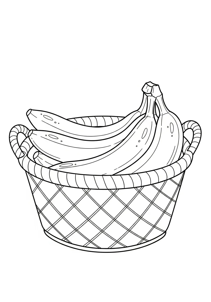 bananen in een mand kleurplaat