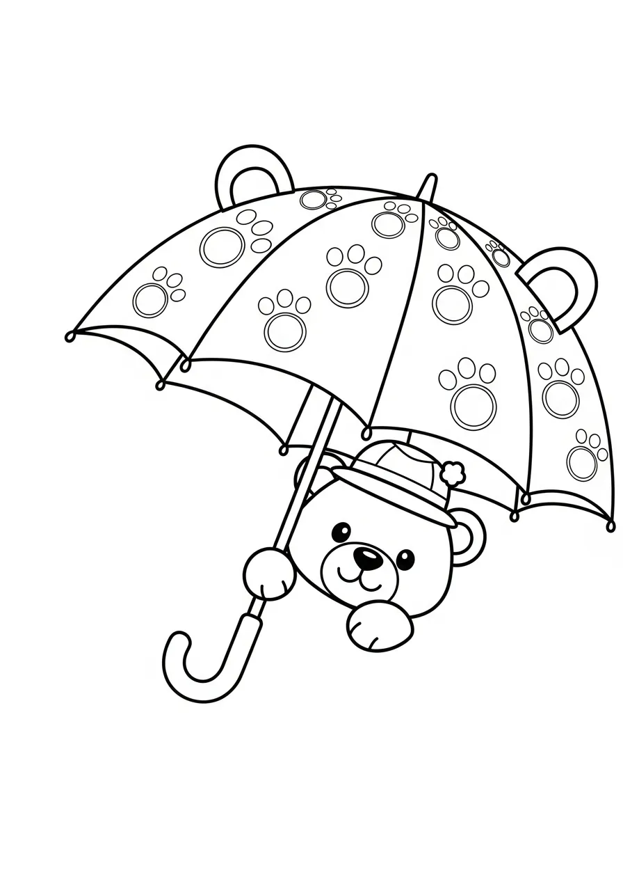 Paraplu Kleurplaat 8 beer met paraplu kleurplaat