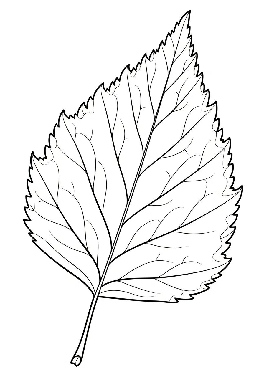Kleurplaat Bladeren 25 berkenblad gedetailleerde nerf kleurplaat