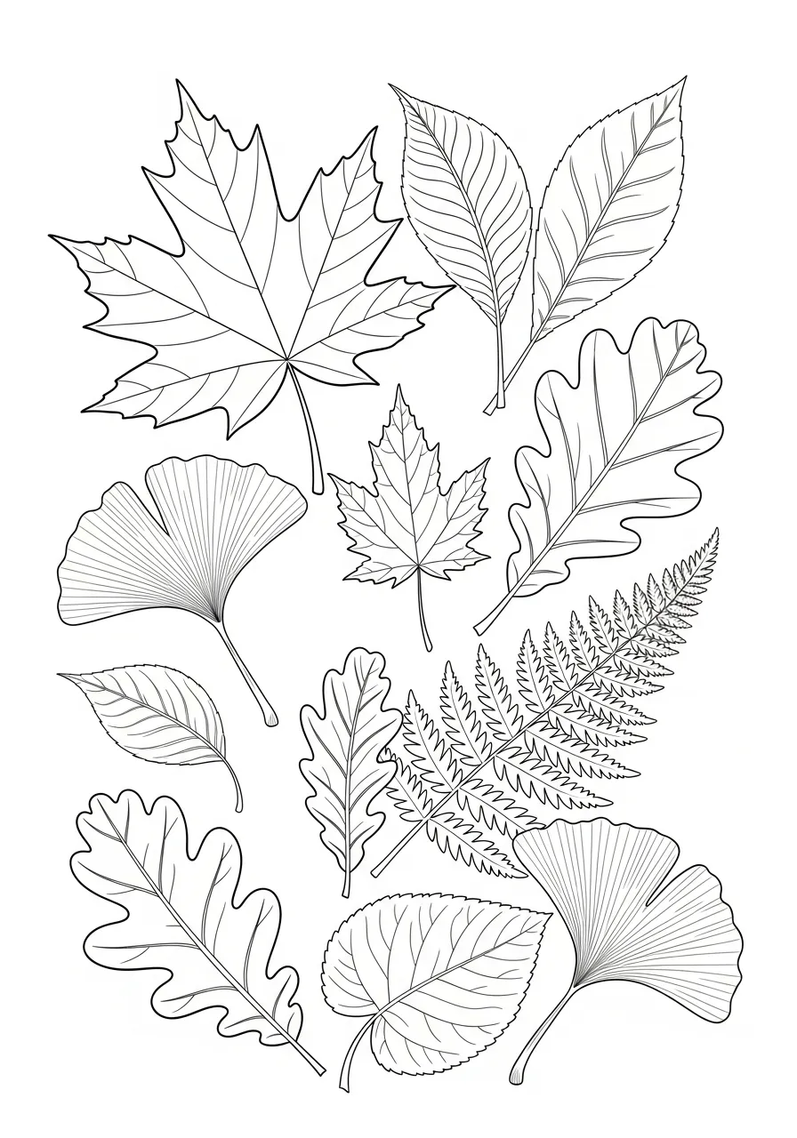 Kleurplaat Bladeren 24 bladeren bundel natuur kleurplaat