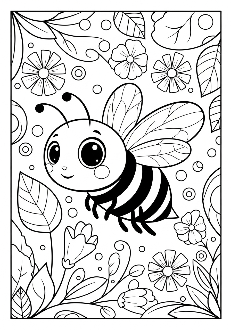 Bijen Kleurplaat 10 blije babybij kleurplaat