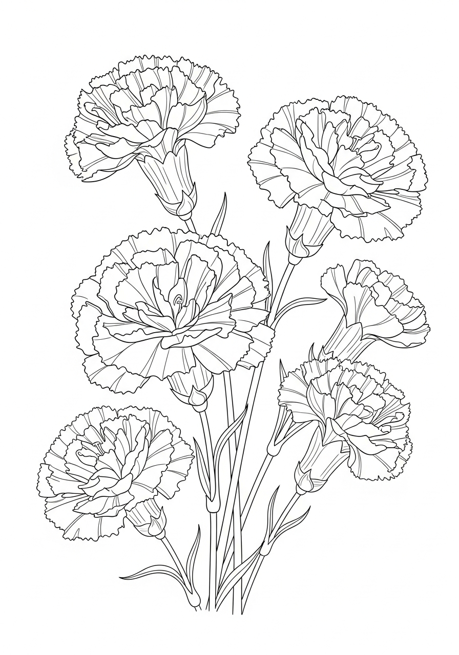 Anjer kleurplaat 9 bloeiende schoonheid kleurplaat