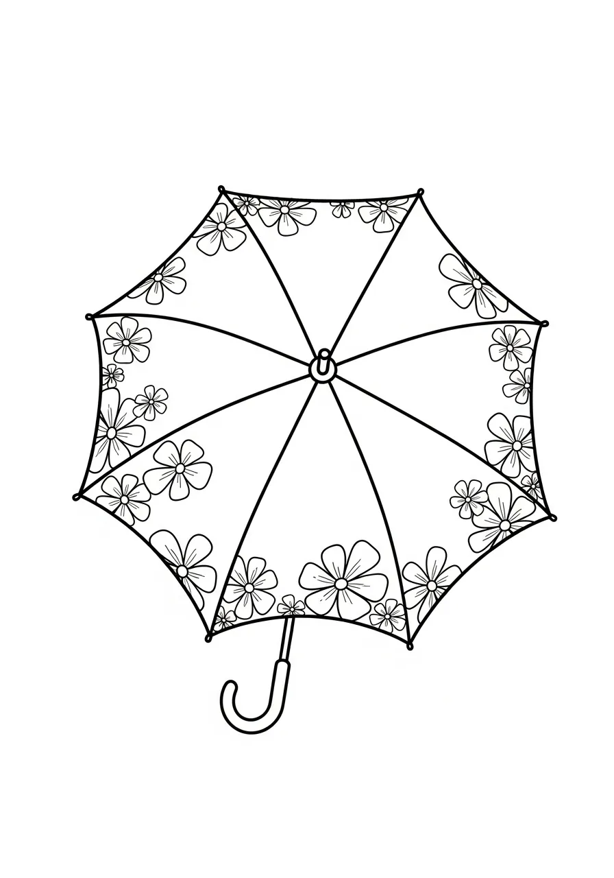 Paraplu Kleurplaat 10 bloemmotief paraplu van boven kleurplaat