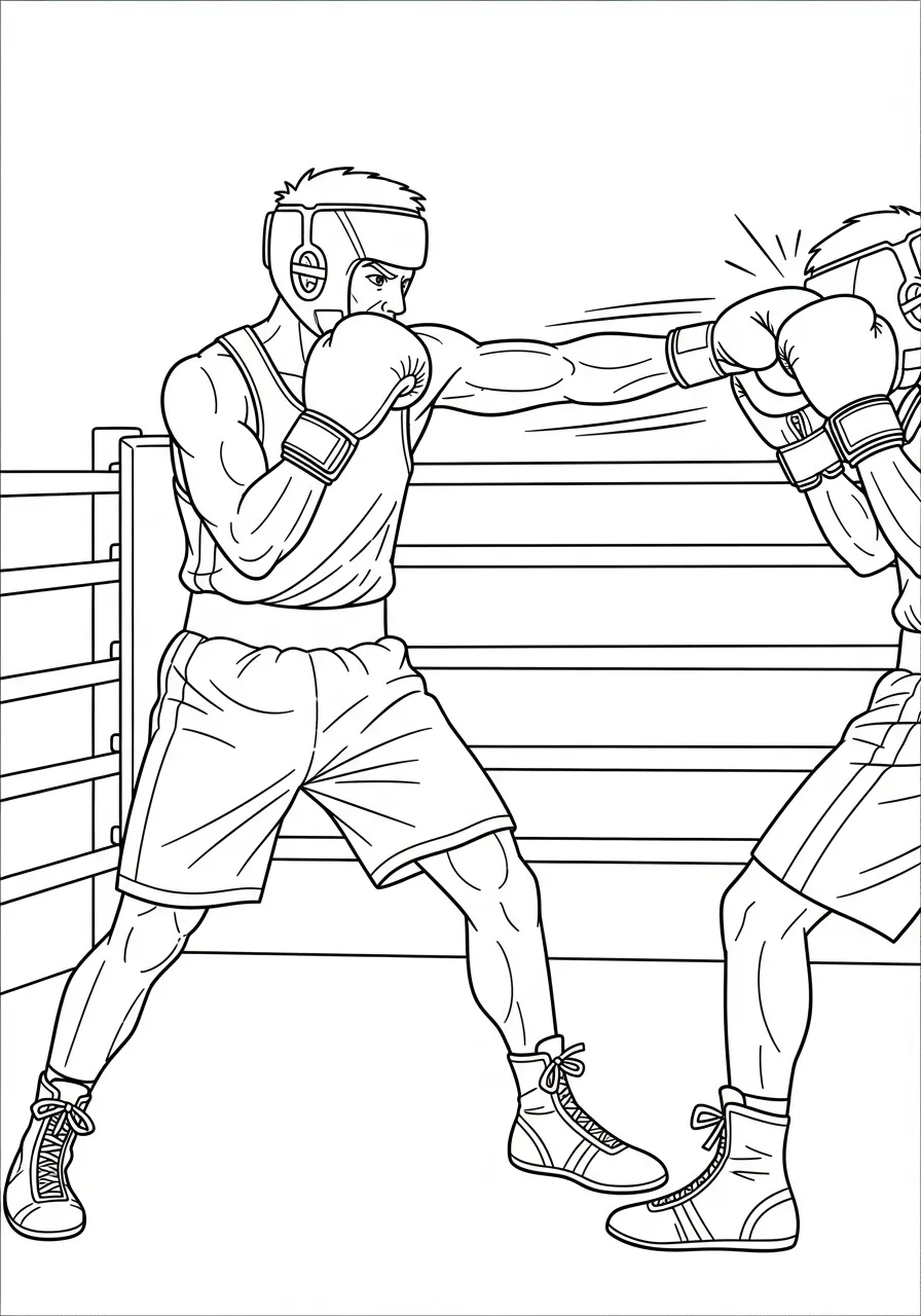 Kleurplaat Olympische Spelen 13 boksen in ring kleurplaat