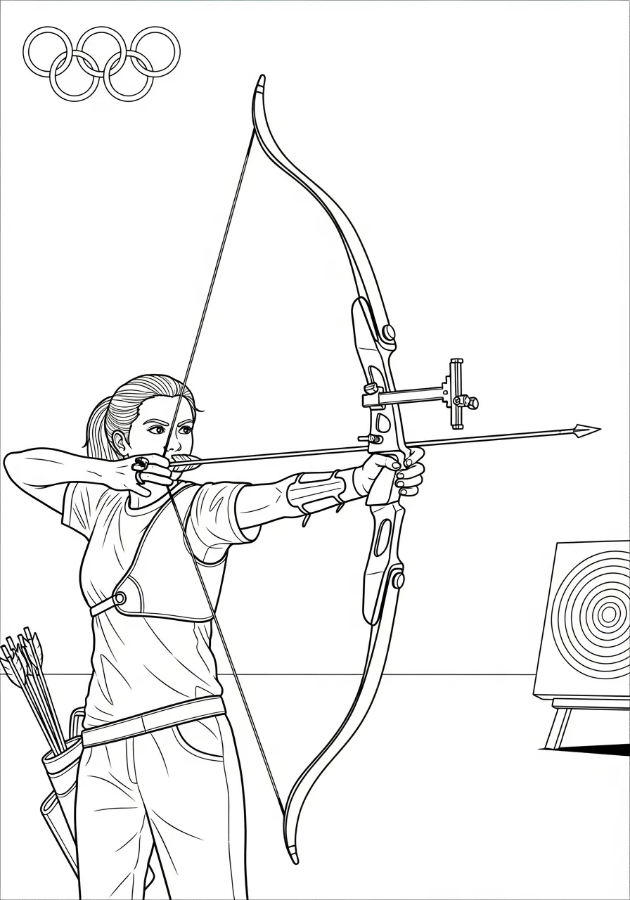 Kleurplaat Olympische Spelen 14 boogschieten vrouw kleurplaat