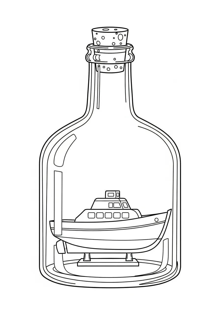 Kleurplaat Boot 10 boot in fles kleurplaat