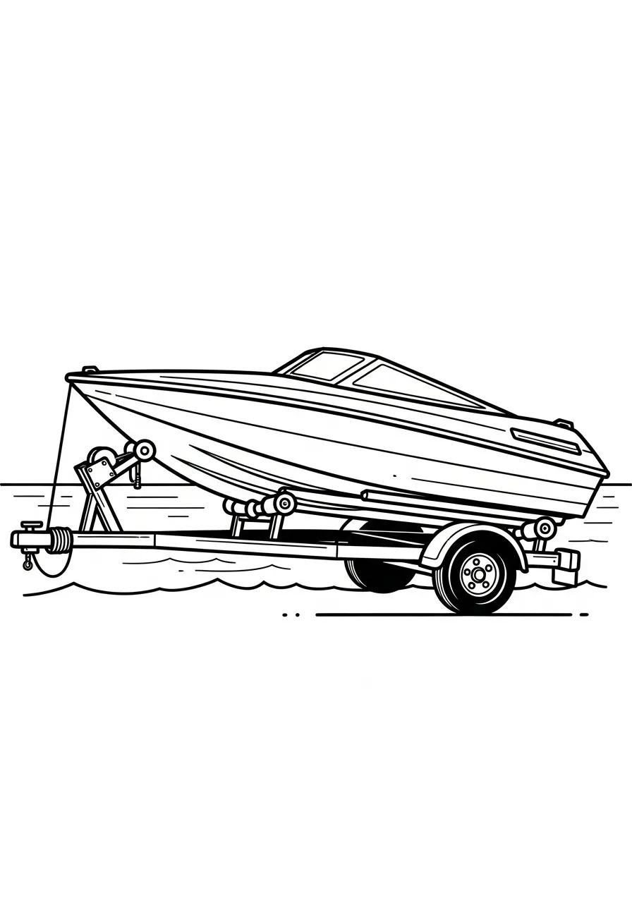 Kleurplaat Boot 12 boot op trailer kleurplaat