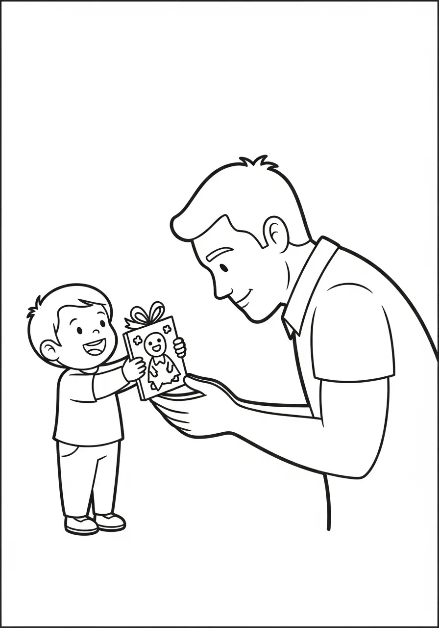 Kleurplaat Verjaardag Papa 9 cadeautje van een klein hartje kleurplaat