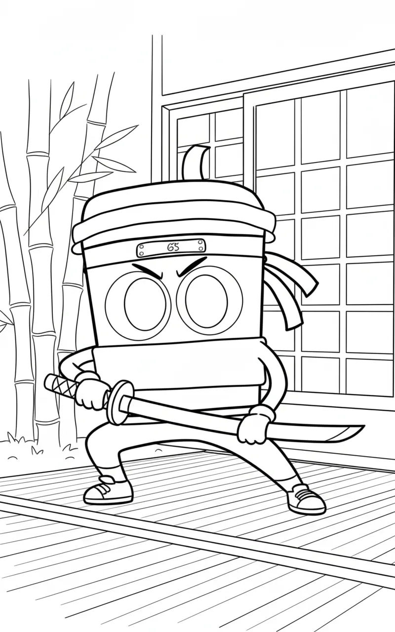 Cappuccino Assassino Kleurplaat 15 cappuccino assassino met twee katanas kleurplaat