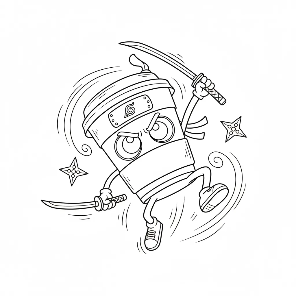 Cappuccino Assassino Kleurplaat 16 cappuccino assassino ninja koffiebeker kleurplaat