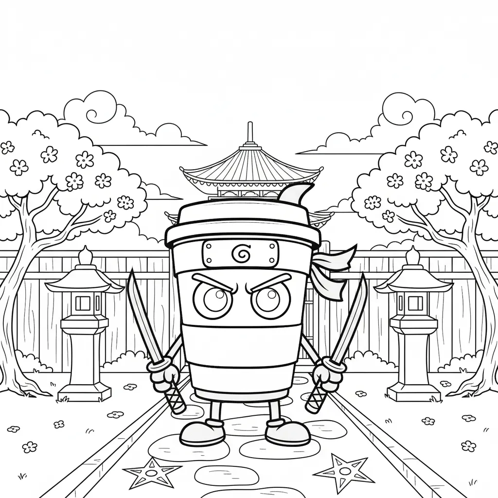 Cappuccino Assassino Kleurplaat 23 cappuccino assassino samurai tuin tempel kleurplaat