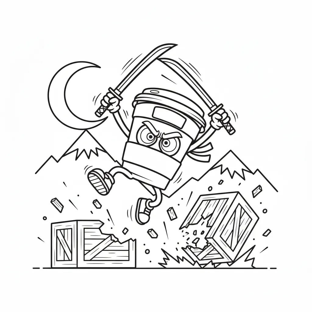 Cappuccino Assassino Kleurplaat 25 cappuccino assassino springende samurai actie kleurplaat