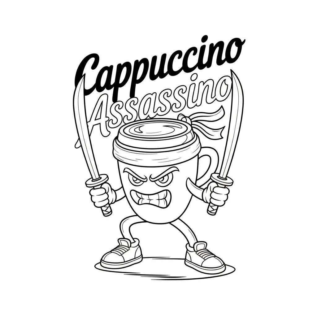 Cappuccino Assassino Kleurplaat 26 cappuccino assassino strijdende koffiebeker kleurplaat