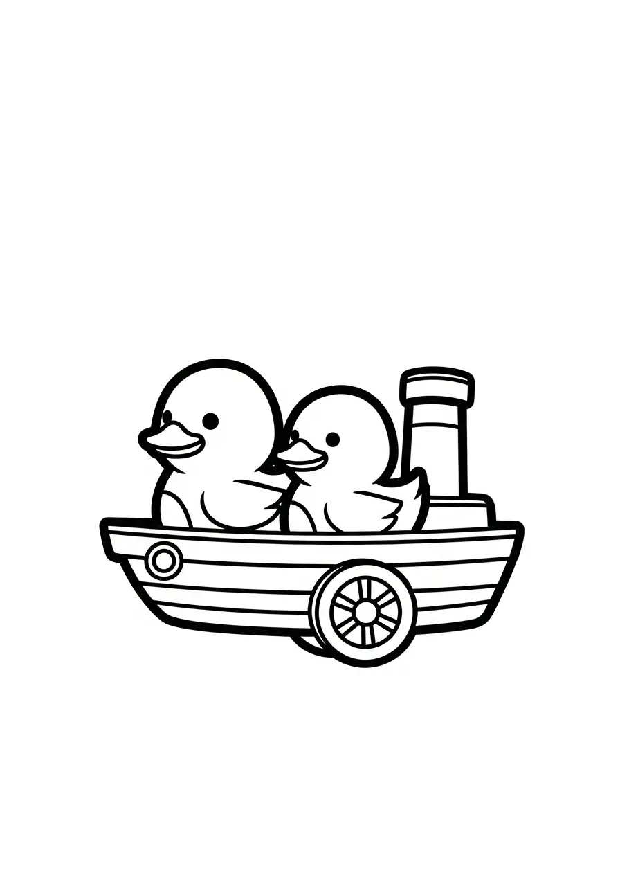 Kleurplaat Boot 15 cartoon eenden boot kleurplaat