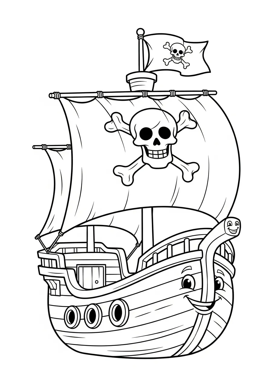 Kleurplaat Boot 16 cartoon piratenschip kleurplaat