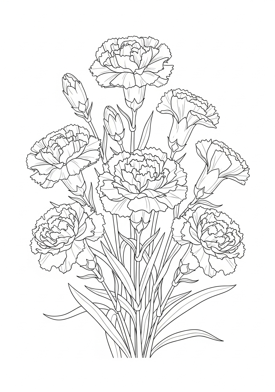 Anjer kleurplaat 8 dans van de anjers kleurplaat