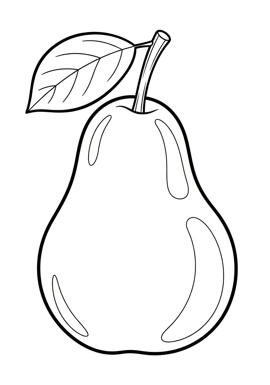 de peer met het blaadje kleurplaat