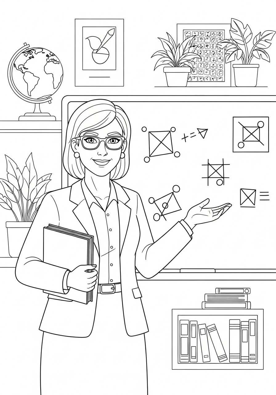Kleurplaat Juf 9 de slimme wiskundejuf kleurplaat