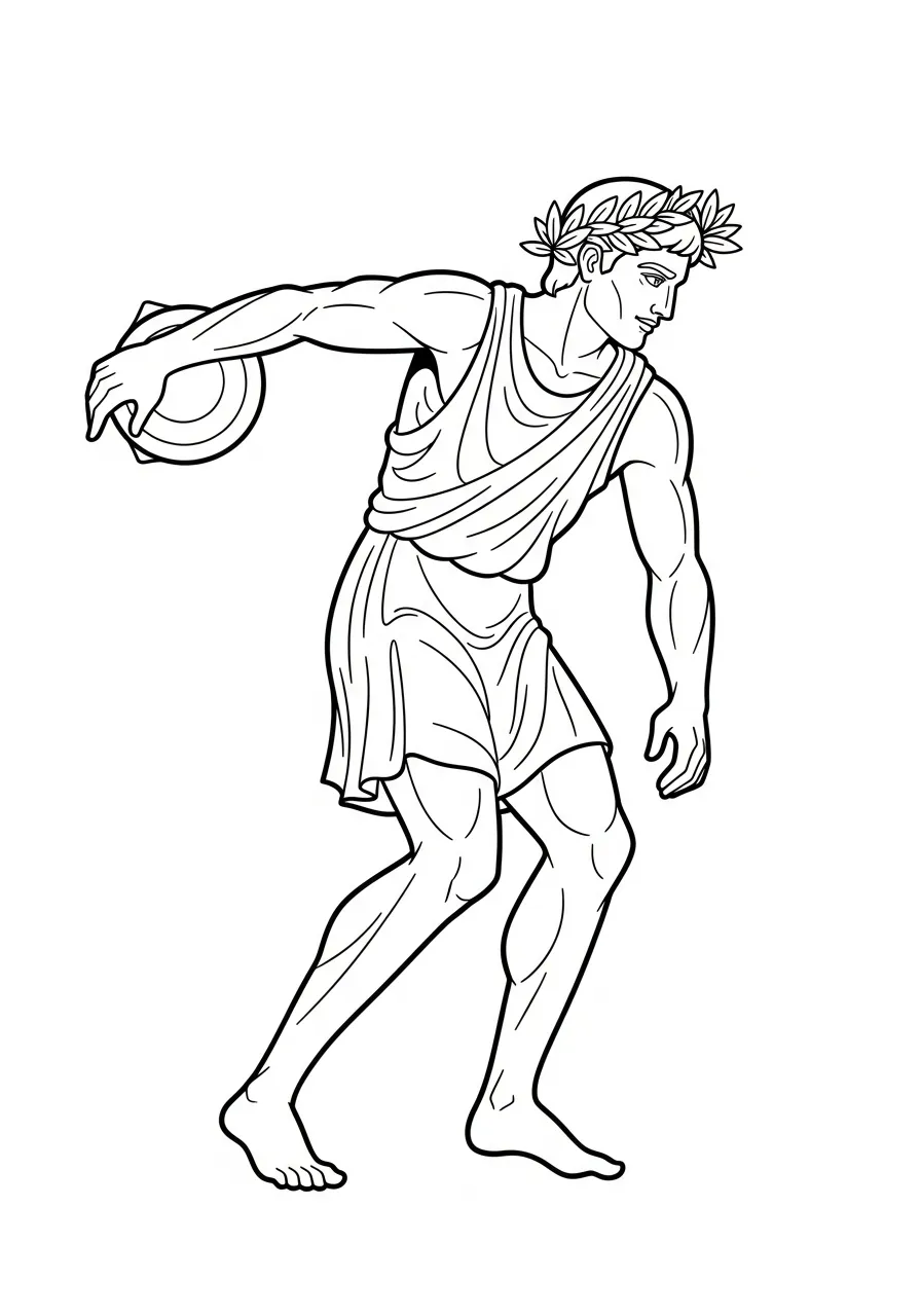 Kleurplaat Olympische Spelen 15 discuswerper oude spelen kleurplaat